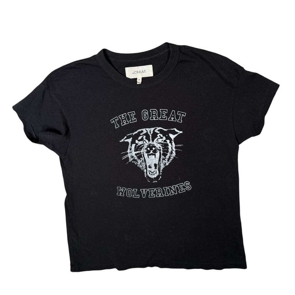 The Great Wolverines Boxy Short Sleeve T Shirt Gray Logo Black White 00